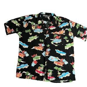 Pineapple Connection Size L Black Palm Trees Woody Cars Hula Girl Aloha